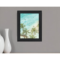 SURFING FROM AFAR Black Framed Print Wall Art