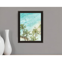 SURFING FROM AFAR Black Framed Print Wall Art