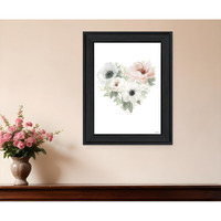Floral Heart Black Framed Print Wall Art