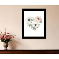 Floral Heart Black Framed Print Wall Art