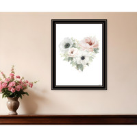 Floral Heart Black Framed Print Wall Art