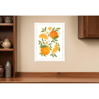 Citrus Orange Botanical White Framed Print Wall Art