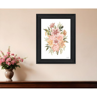 Peachy Petals Black Framed Print Wall Art