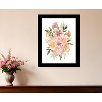 Peachy Petals Black Framed Print Wall Art
