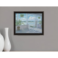 Coastal Porch Black Framed Print Wall Art