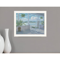 Coastal Porch White Framed Print Wall Art