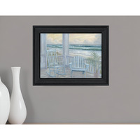 Coastal Porch Black Framed Print Wall Art