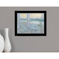 Coastal Porch Black Framed Print Wall Art
