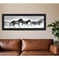 Horses Rolling By Black Framed Print Wall Art