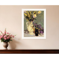 Tulips and Lavender White Framed Print Wall Art