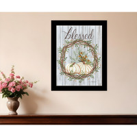 Blessed Wreath Black Framed Print Wall Art