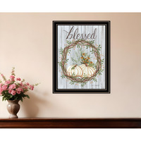 Blessed Wreath Black Framed Print Wall Art