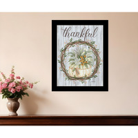 Thankful Wreath Black Framed Print Wall Art