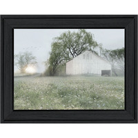 Green Country Morning Black Framed Print Wall Art