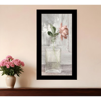 Cottage Peach Rose Black Framed Print Wall Art