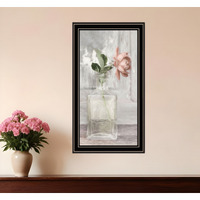 Cottage Peach Rose Black Framed Print Wall Art