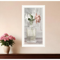 Cottage Peach Rose White Framed Print Wall Art