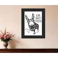 Hello Sweet Cheeks Donkey Black Framed Print Bathroom Wall Art