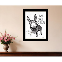 Hello Sweet Cheeks Donkey Black Framed Print Bathroom Wall Art