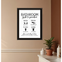 Bathroom Guide Black Framed Print Bathroom Wall Art
