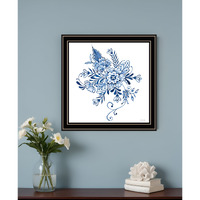 Floral Calligraphy Sketches Black Framed Print Wall Art