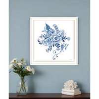 Floral Calligraphy Sketches White Framed Print Wall Art