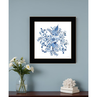 Floral Calligraphy Sketches Black Framed Print Wall Art