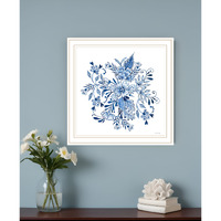 Floral Calligraphy Sketches White Framed Print Wall Art