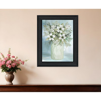 White Blooms Black Framed Print Wall Art