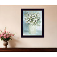 White Blooms Black Framed Print Wall Art