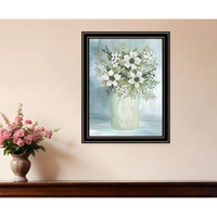 White Blooms Black Framed Print Wall Art