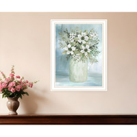 White Blooms White Framed Print Wall Art
