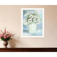 White BLOOMS White Framed Print Wall Art