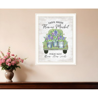 Flower Market Hyacinths White Framed Print Wall Art