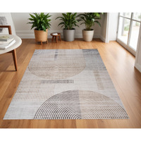 4' X 6' Beige and Brown Abstract Distressed Area Rug