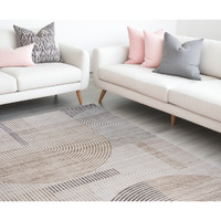 7' X 10' Beige and Brown Abstract Distressed Area Rug