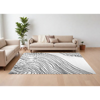 7' X 10' Black and White Abstract Distressed Area Rug