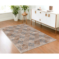 4' X 6' Brown and Blue Floral Distressed Area Rug