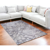5' X 8' Gray and Beige Floral Area Rug