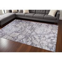 8' X 11' Gray and Ivory Floral Distressed Area Rug