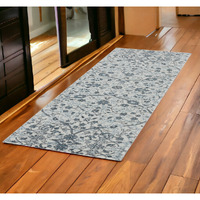 2' X 6' Gray and Beige Floral Power Loom Runner Rug