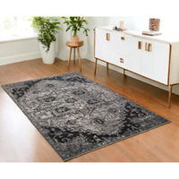 4' X 6' Black and Gray Medallion Power Loom Area Rug