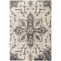 6' X 9' Blue and Beige Medallion Power Loom Area Rug