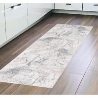 8' Gray and Beige Abstract Power Loom Runner Rug