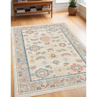 4' X 6' Blue and Ivory Oriental Power Loom Area Rug