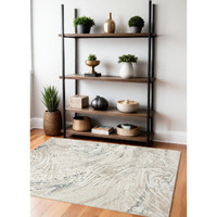 4' X 6' Blue and Gray Abstract Power Loom Area Rug