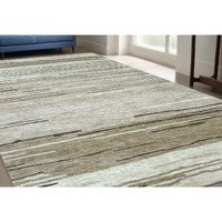5' X 8' Beige and Brown Abstract Power Loom Distressed Area Rug