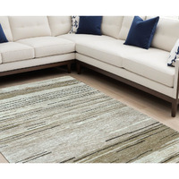 7' X 10' Beige and Brown Abstract Power Loom Distressed Area Rug