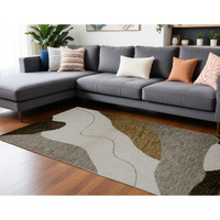 8' X 11' Beige and Brown Abstract Power Loom Distressed Area Rug