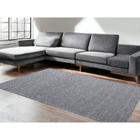 8' X 10' Gray and Silver Striped Hand Woven Non Skid Area Rug